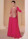 Pink color Chinon Readymade Designer Salwar Suit with Embroidered - 2