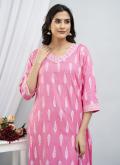 Pink color Cotton  Salwar Suit with Printed - 1