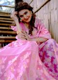 Pink color Cotton  Trendy Saree with Woven - 1
