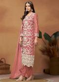 Pink color Embroidered Organza Designer Salwar Kameez - 1
