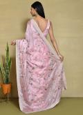 Pink color Embroidered Satin Silk Trendy Saree - 1