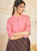 Pink color Embroidered Silk Casual Kurti - 2