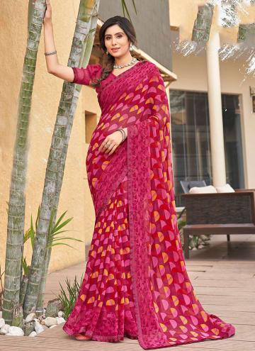 Pink color Georgette Classic Designer Saree with Printed
