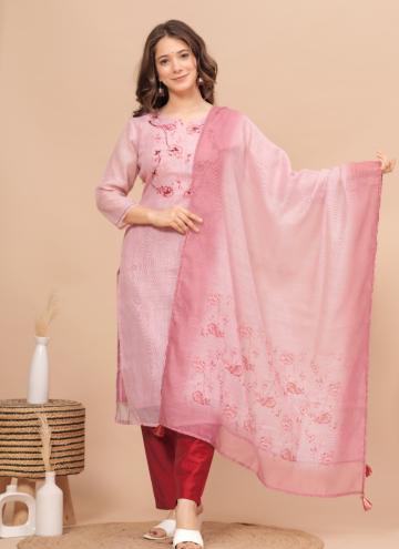 Pink color Hand Work Muslin Salwar Suit