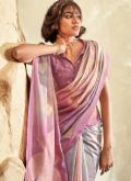 Pink color Printed Khadi Classic Designer Saree - 1