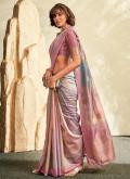 Pink color Printed Khadi Classic Designer Saree - 2