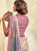 Pink color Printed Khadi Classic Designer Saree - 3