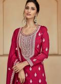 Pink color Silk Palazzo Suit with Embroidered - 1
