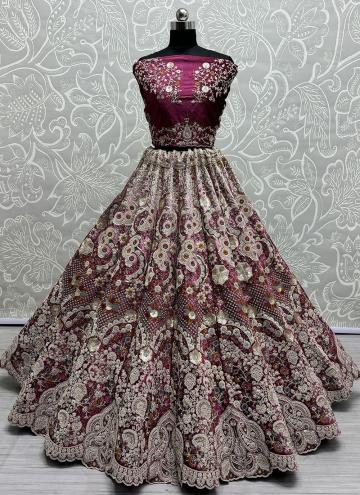 Pink color Velvet Designer Lehenga Choli with Dori Work