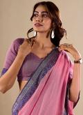 Pink color Woven Handloom Cotton Trendy Saree - 1