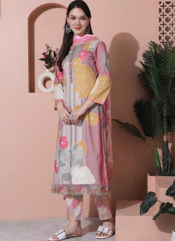 Pink Cotton  Digital Print Designer Salwar Kameez