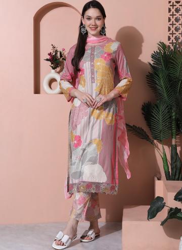 Pink Cotton  Digital Print Designer Salwar Kameez