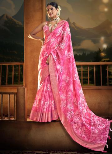 Pink Cotton  Digital Print Trendy Saree for Casual