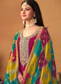 Pink Designer Salwar Kameez in Chinon with Embroidered - 3
