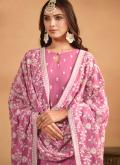 Pink Faux Georgette Embroidered Designer Salwar Kameez for Ceremonial - 2