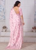 Pink Georgette Satin Digital Print Classic Designer Saree for Ceremonial - 1
