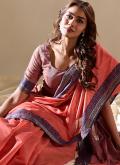 Pink Handloom Cotton Woven Designer Saree - 1
