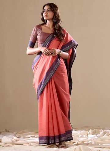Pink Handloom Cotton Woven Designer Saree