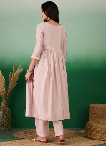 Pink Muslin Embroidered Party Wear Kurti for Casual