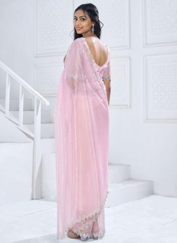 Pink Organza Swarovski Classic Designer Saree