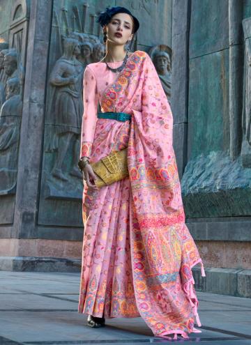 Pink Organza Woven Trendy Saree