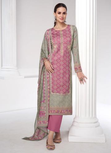 Pink Satin Digital Print Salwar Suit for Ceremonia