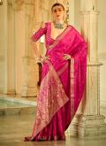 Pink Satin Silk Woven Designer Saree - 2