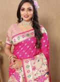 Pink Silk Woven Designer Saree for Ceremonial - 1