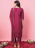 Pink Trendy Salwar Kameez in Silk Blend with Embroidered - 1