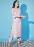 Pink Trendy Salwar Suit in Silk Blend with Embroidered - 3