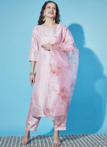 Pink Trendy Salwar Suit in Silk Blend with Embroidered