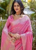 Pink Trendy Saree in Cotton  with Woven - 2