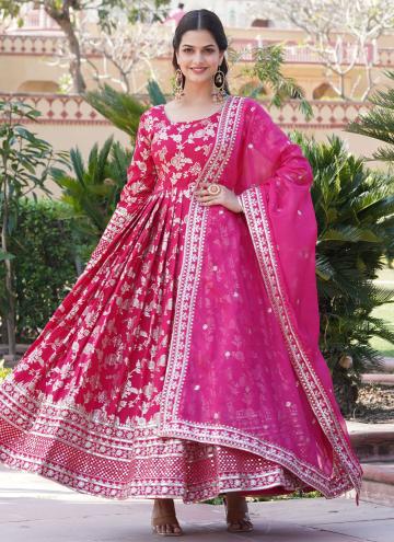 Pink Viscose Embroidered Designer Gown for Ceremonial