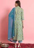 Printed Rayon Green Salwar Suit - 1