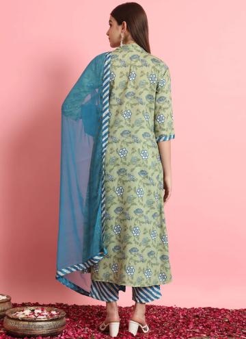 Printed Rayon Green Salwar Suit