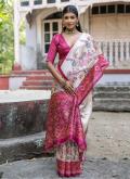 Printed Tussar Silk Cream and Pink Trendy Saree - 2
