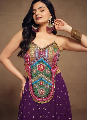 Purple Art Silk Beads Designer Kurti