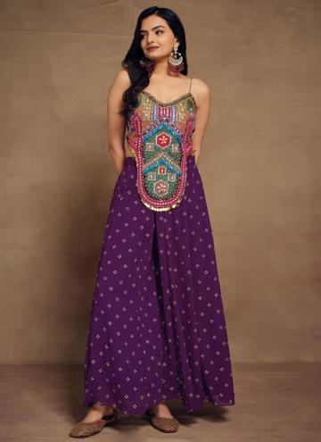 Purple Art Silk Beads Designer Kurti