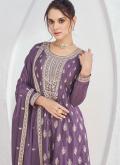 Purple Chinon Embroidered Trendy Salwar Suit for Engagement - 2