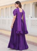 Purple Chinon Print Readymade Designer Gown for Festival - 4