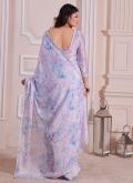 Purple Classic Designer Saree in Georgette Satin with Digital Print - 2