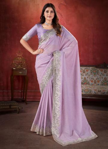 Purple color Crush Trendy Saree with Zari Work