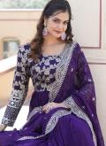 Purple color Embroidered Viscose Gown - 4