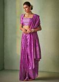 Purple color Kanjivaram Silk Trendy Saree with Woven - 1