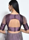 Purple color Net Trendy Saree with Embroidered - 3