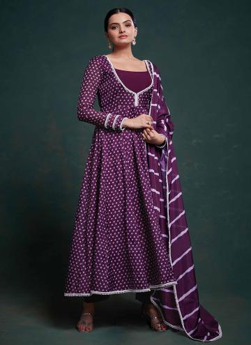 Purple color Printed Organza Salwar Suit