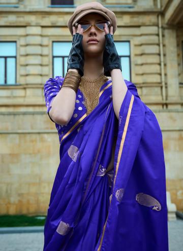 Purple color Satin Classic Designer Saree with Woven