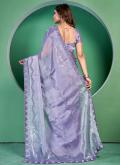 Purple color Sequins Work Georgette Designer Saree - 2