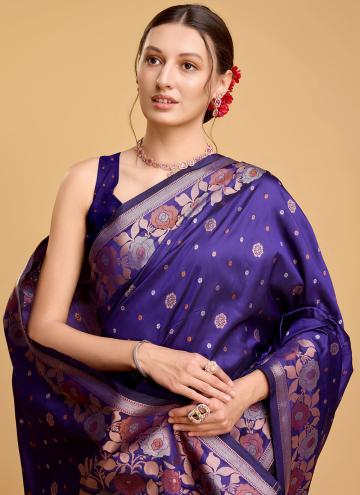 Purple color Silk Designer Saree with Jacquard Work