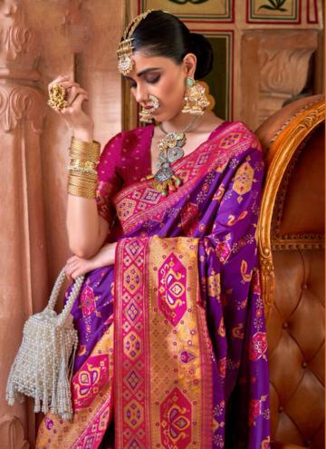 Purple color Woven Banarasi Trendy Saree